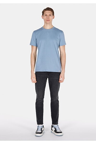 Colin's Регулярний крій, круглий виріз, бавовняний, однотонний, чоловічий, синій, короткий рукав, футболка