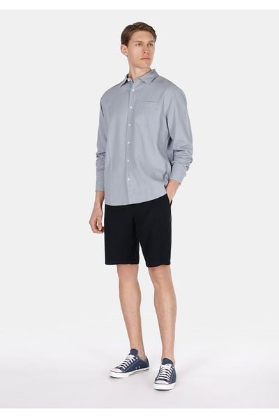 Colin's Regular Fit Mid Waist Straight Men's Linen Blended Black Shorts