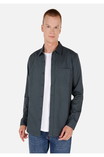 Colin's Slim Fit Classic Collar Plain Men's Green Long Sleeve Shirt