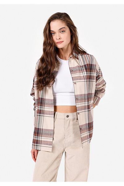 Colin's Relax Fit Shirt Neck Women's Beige Long Sleeve Shirt