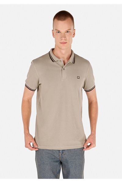 Colin's Regular Fit Polo Neck Knitted Plain Men's Green Short Sleeve T-Shirt