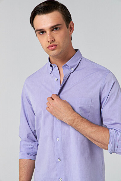 D'S Damat Ds Damat Comfort Purple Plain 100% Cotton Shirt