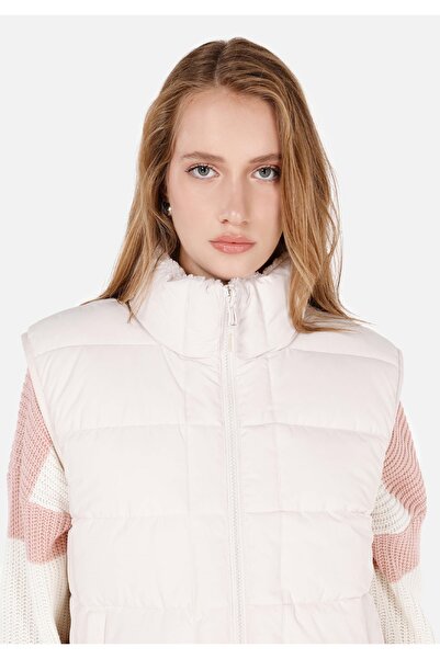 Colin's Regular Fit Dik Yaka Kadın Beyaz Yelek