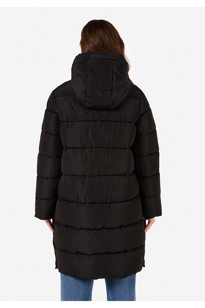 Colin's Regular Fit Hooded Snap Fastener Lined Water Resistant Women's Black Coat