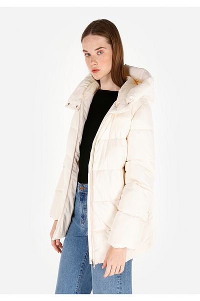 Colin's Regular Fit Hooded Zippered Lined Women's White Coat