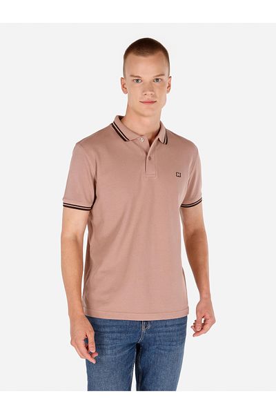 Colin's Regular Fit Polo Neck Plain Men's Pink Short Sleeve T-Shirt