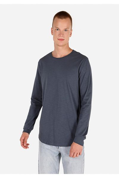 Colin's Regular Fit Round Neck Plain Men's Blue Long Sleeve T-Shirt