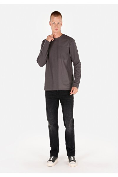 Colin's Ανδρικό μακρυμάνικο μπλουζάκι από βαμβακερό γκρι μονόχρωμο με στρογγυλή λαιμόκοψη κανονικής εφαρμογής