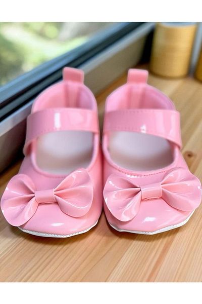 Balgüneş Tekstil Lacquered Baby Ballet Booties with Bow Pink