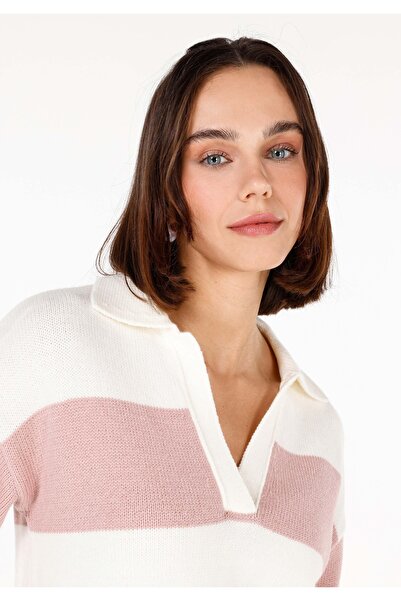 Colin's Slim Fit Polo Yaka Kadın Pembe Kazak