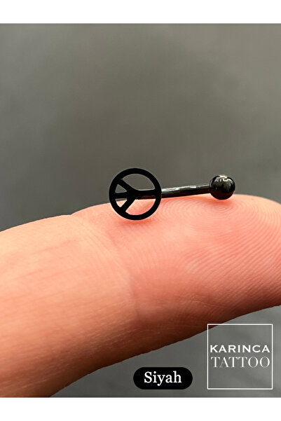 Karınca Piercing Siyah Renkli Barış Sembolü Rook Daith Kulak Kaş Piercingi