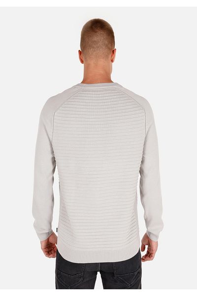 Colin's Regular Fit Round Neck Jacquard Men's Gray Sweater