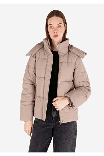 Colin's Regular Fit Kapüşonlu Fermuarlı Astarlı Kadın Bej Mont