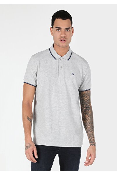 Colin's Tricou cu mânecă scurtă, gri, cu gât polo, cu croială normală