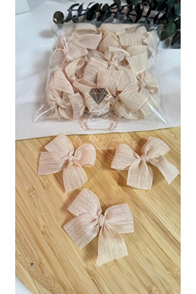 LAYLAEVENTS Keten Kurdele Hazır Fiyonk -20 Adet- Kum Beji