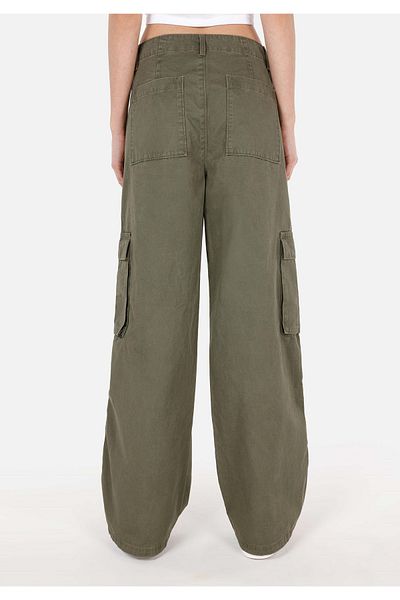 Colin's Regular Fit High Waist Wide Leg Cargo Pocket Women's Green Trousers