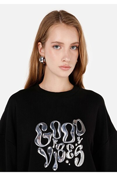 Colin's Comfort Fit Yuvarlak Yaka Kadın Siyah Sweatshirt