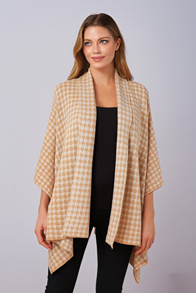 Sebir Moda Houndstooth Patterned Knitwear Shawl