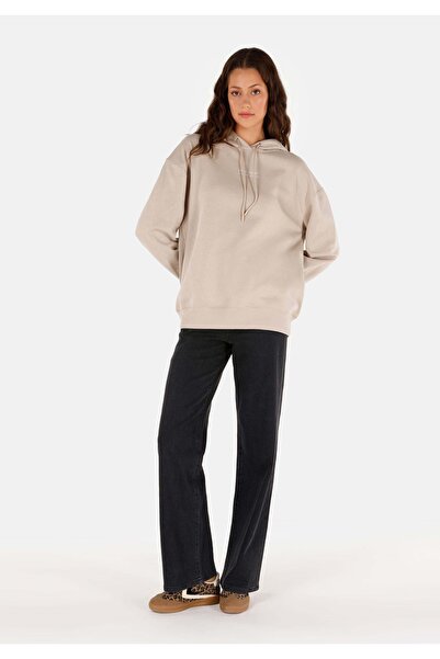 Colin's Comfort Fit Kapüşonlu Baskılı Kadın Bej Sweatshirt