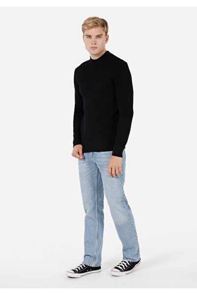 Colin's Slim Fit Dik Yaka Jakarlı Erkek Siyah Kazak