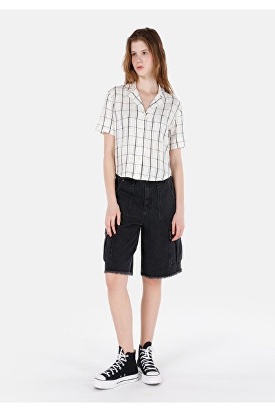 Colin's Regular Fit Shirt Neck Kadın Ekru Kısa Kol Gömlek