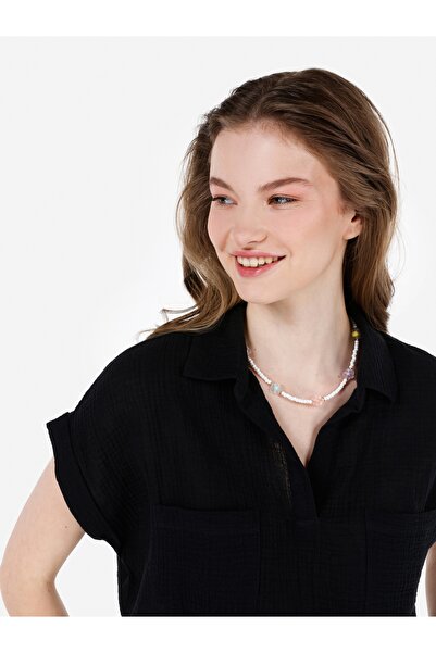 Colin's Regular Fit Shirt Neck Kadın Siyah Kısa Kol Gömlek