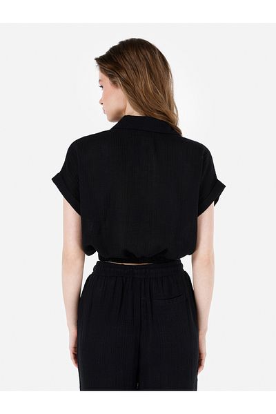 Colin's Regular Fit Shirt Neck Women's Black Short Sleeve Shirt