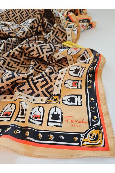 Webinay Home Roman Themed F Pattern Voile Silk Shawl Silk Scarf Hijab Roman Pattern
