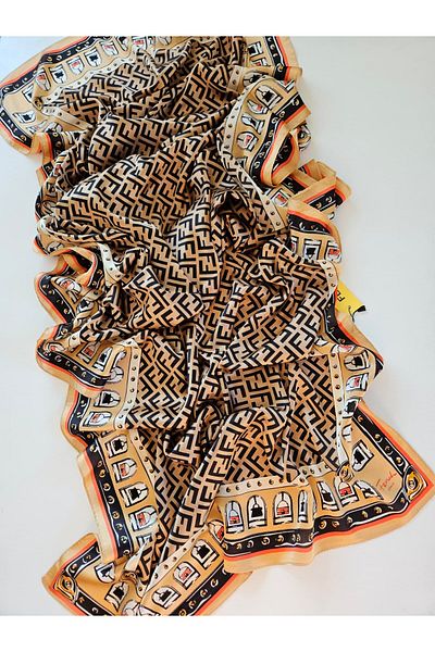 Webinay Home Roman Themed F Pattern Voile Silk Shawl Silk Scarf Hijab Roman Pattern