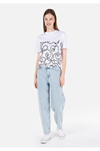 Colin's Tricou alb de damă cu mânecă scurtă