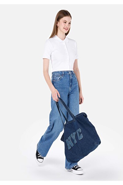 Colin's 970 Berry Pantaloni de damă cu talie înaltă și picioare largi, albastru bleumarin