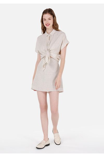 Colin's Mini Skirt Plain Zippered Women's Beige Skirt