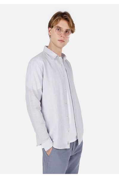 Colin's Comfort Fit Shirt Neck Plain Men's Gray Pocketless Long Sleeve Shirt