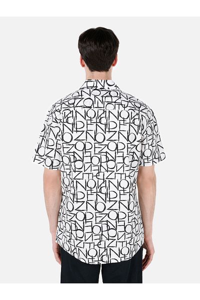 Colin's Regular Fit Shirt Neck Printed Men's White Short Sleeve Shirt