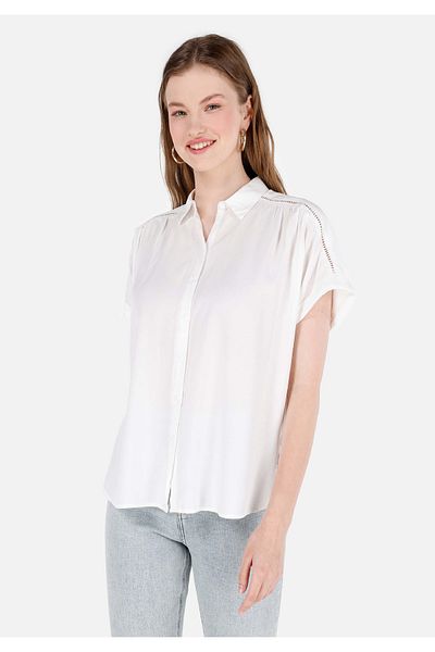 Colin's Regular Fit Shirt Neck Women's White Short Sleeve Shirt