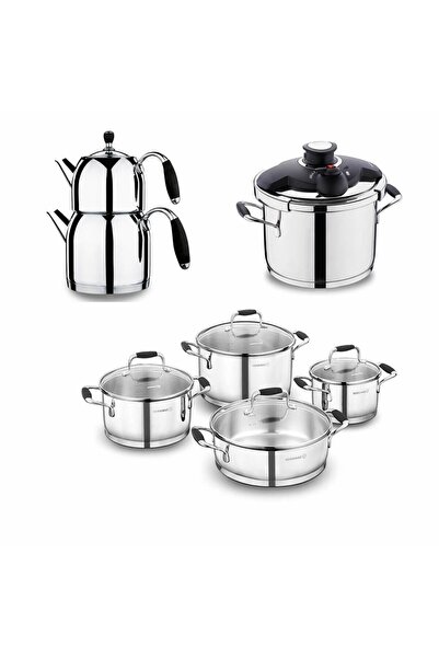 KORKMAZ Flora 14 Parça Hiper Set Siyah A1758