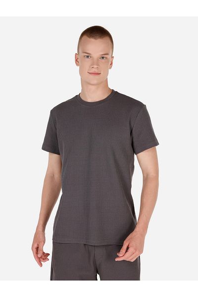 Colin's Regular Fit Crew Neck Textured Anthracite Men's Short Sleeve T-Shirt