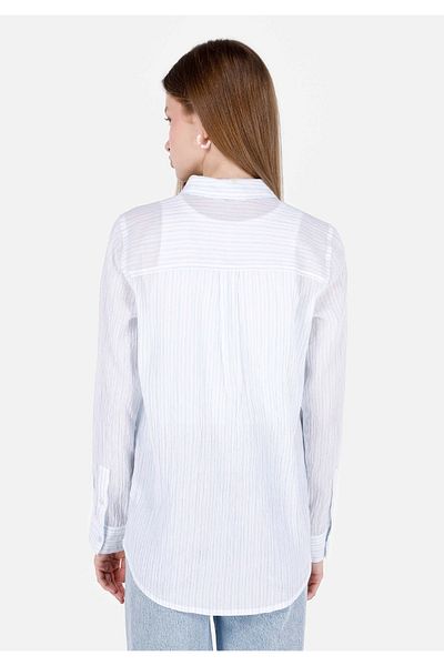 Colin's Regular Fit Shirt Neck Striped Women's Blue Long Sleeve Shirt