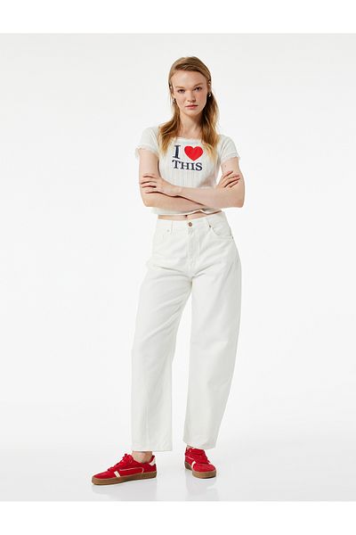Koton Cotton Pocket Detailed Relaxed Cut Barrel Fit Jean Trousers