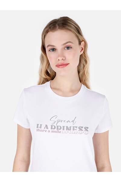 Colin's Λευκό Γυναικείο Tshirt Σκούρο μανίκι