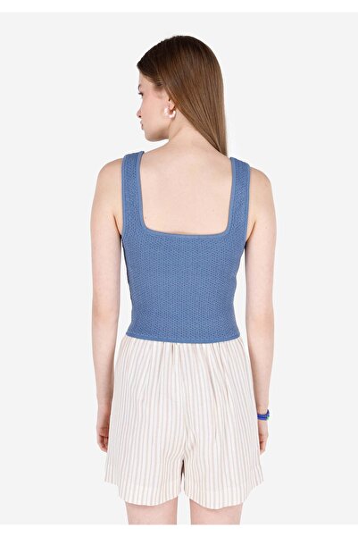 Colin's Dar Kesim Basic Mavi Kadın Kısa Kol Kazak