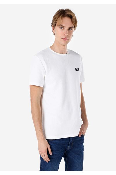 Colin's Regular Fit Crew Neck Printed White Men's Short Sleeve T-Shirt Cl 1066782