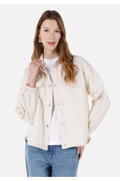Colin's Regular Fit Shirt Neck Plain Women's Ecru Long Sleeve Shirt