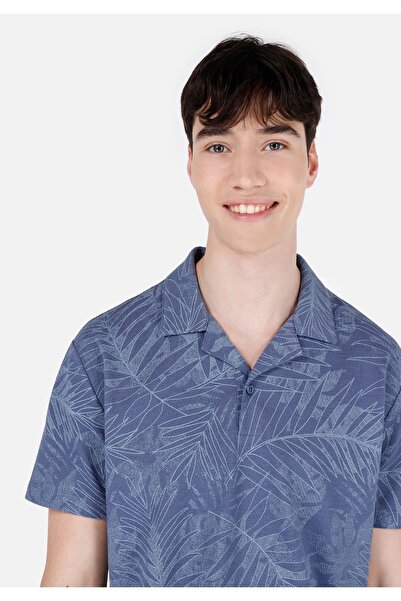 Colin's Tricou cu mânecă scurtă albastru pentru bărbați cu guler polo imprimat