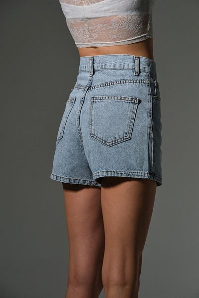 Maule Women's Mini Jean Shorts, High Waist, Zipper, 5 Pockets 100% Cotton Denim Jeans @Potenza