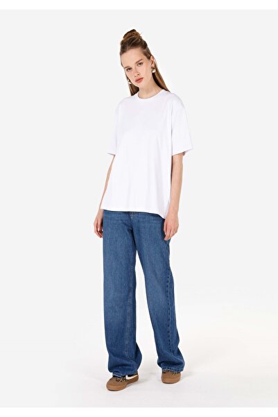 Colin's 970 Berry Regular Fit Yüksek Bel Geniş Paça Jean Mavi Kadın Pantolon