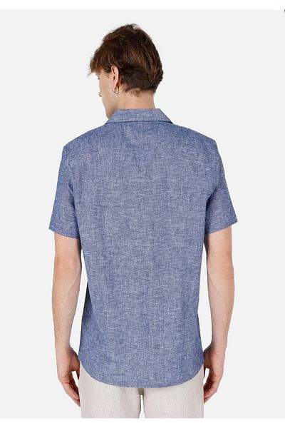 Colin's Comfort Fit Shirt Neck Plain Men's Blue Pocket Short Sleeve Shirt