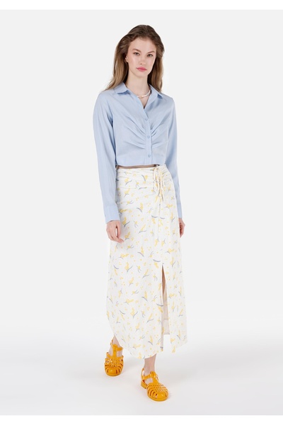 Colin's Normal Kesim Shirt Yaka Mavi Kadın Uzun Kol Gömlek