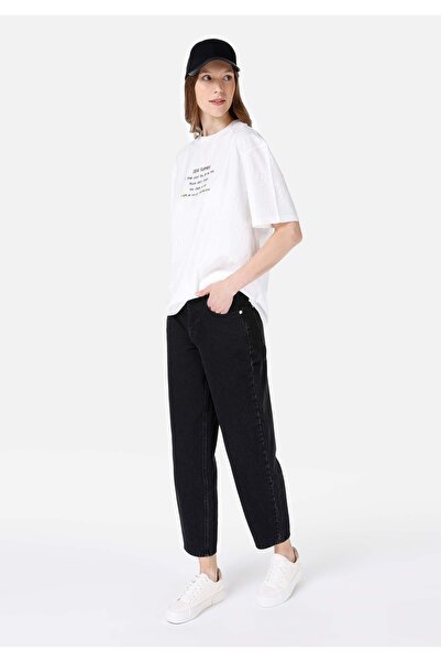 Colin's Tricou cu mânecă scurtă pentru femei, alb, cu imprimeu, cu decolteu normal, Cl 1068434