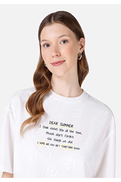 Colin's Tricou cu mânecă scurtă pentru femei, alb, cu imprimeu, cu decolteu normal, Cl 1068434